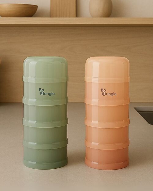 Bo Jungle Contenitore per Latte in Polvere o Snack Impilabili - Dune - Con 4 Scomparti Ermetici Contenitori per Alimenti