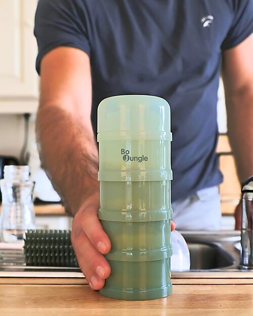 Bo Jungle Contenitore per Latte in Polvere o Snack Impilabili - Jade - Con 4 Scomparti Ermetici Contenitori per Alimenti