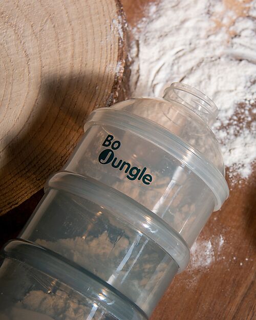 Bo Jungle Contenitore per Latte in Polvere o Snack Impilabili - Shady Grey - Con 4 Scomparti Ermetici Contenitori per Alimenti