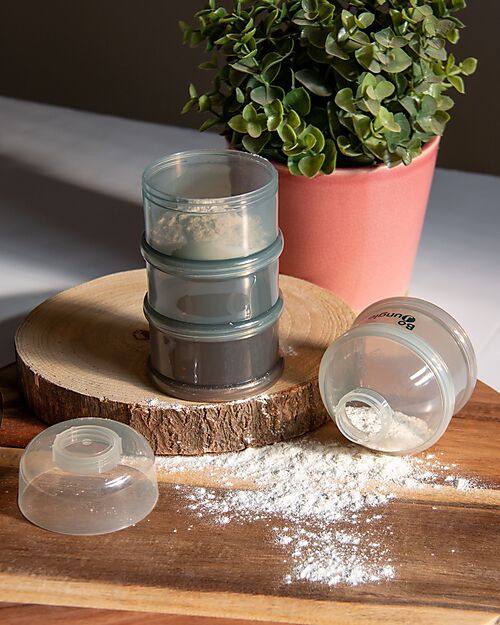 Bo Jungle Contenitore per Latte in Polvere o Snack Impilabili - Shady Grey - Con 4 Scomparti Ermetici Contenitori per Alimenti