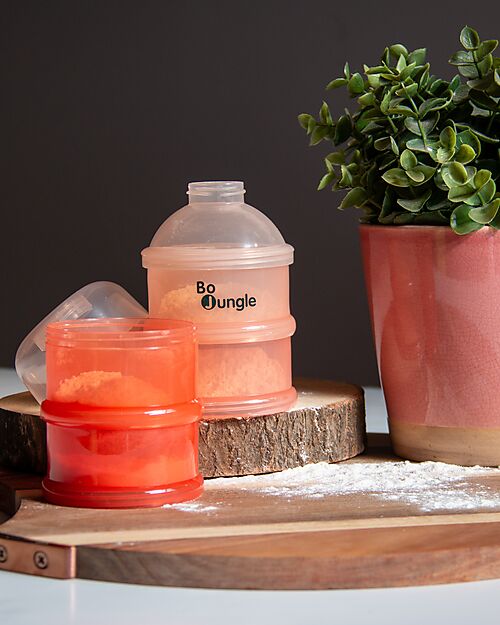 Bo Jungle Contenitore per Latte in Polvere o Snack Impilabili - Tinted Terracotta - Con 4 Scomparti Ermetici Contenitori per Alimenti