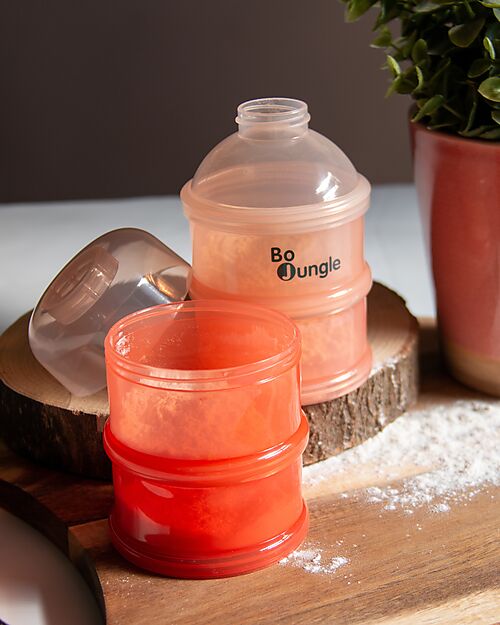 Bo Jungle Contenitore per Latte in Polvere o Snack Impilabili - Tinted Terracotta - Con 4 Scomparti Ermetici Contenitori per Alimenti