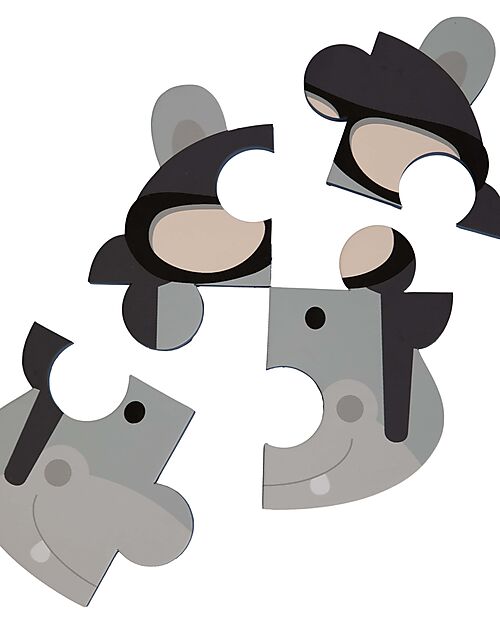 Bo Jungle Set 3 Puzzle Adesivi Animali - Tigre Ippopotamo Rana - 3+ Anni Puzzle