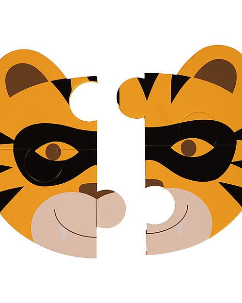 Bo Jungle Set 3 Puzzle Adesivi Animali - Tigre Ippopotamo Rana - 3+ Anni Puzzle