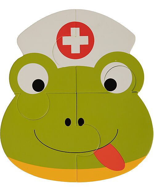 Bo Jungle Set 3 Puzzle Adesivi Animali - Tigre Ippopotamo Rana - 3+ Anni Puzzle