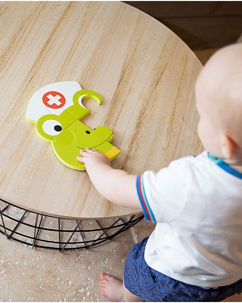 Bo Jungle Set 3 Puzzle Adesivi Animali - Tigre Ippopotamo Rana - 3+ Anni Puzzle