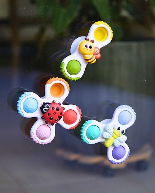 Bo Jungle Set 3 Spinner con Ventosa - Silicone - 12+ Mesi Giochi Sensoriali_