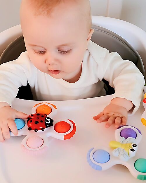 Bo Jungle Set 3 Spinner con Ventosa - Silicone - 12+ Mesi Giochi Sensoriali_