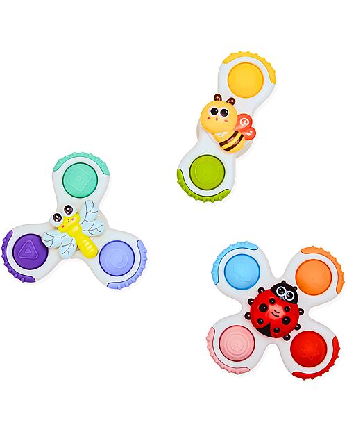 Bo Jungle Set 3 Spinner con Ventosa - Silicone - 12+ Mesi Giochi Sensoriali_