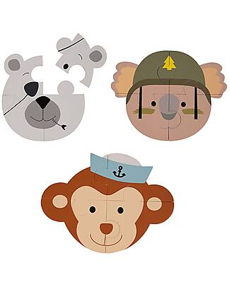 Bo Jungle Set of 3 Animal Sticker Puzzles - Koala Bear Monkey - 3+ Years Puzzles