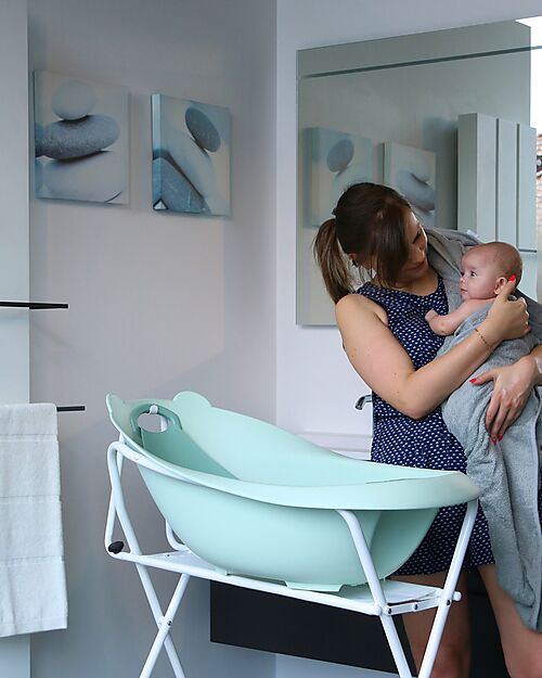 Bo Jungle Vasca Bagnetto Orso con Riduttore - Sage Green - Ergonomica Vaschette e Accessori