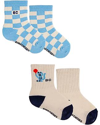 Bobo Choses 2 Pack Checherboard and Cat Long Socks - Cotton Socks