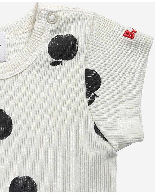 Bobo Choses Body a Maniche Corte Mele - Bianco - 100% Cotone Bio Body Manica Corta
