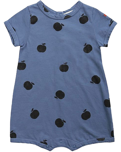 Bobo Choses Body a Maniche Corte Mele - Blu - 100% Cotone Bio Body Manica Corta