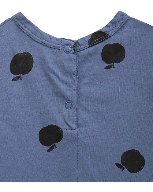 Bobo Choses Body a Maniche Corte Mele - Blu - 100% Cotone Bio Body Manica Corta