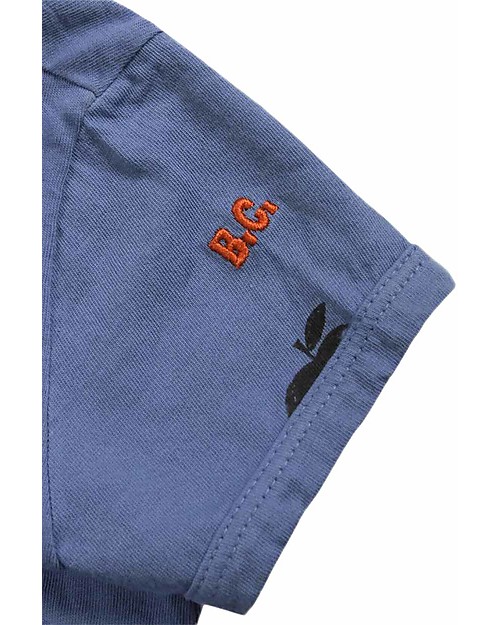 Bobo Choses Body a Maniche Corte Mele - Blu - 100% Cotone Bio Body Manica Corta