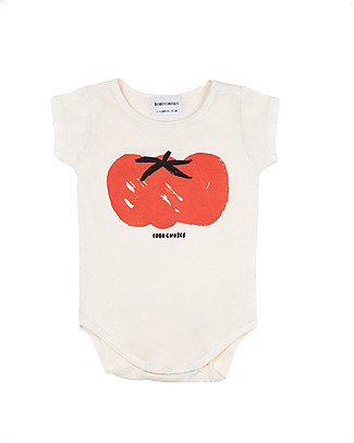 Bobo Choses Body a Maniche Corte Pomodoro - Tortora . 100% cotone bio Body Manica Corta