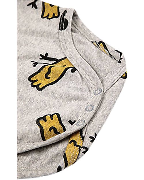 Bobo Choses Body Manica Corta Mr. Birdie - Grigio Chiaro - Cotone Body Manica Corta