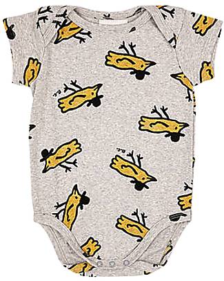Bobo Choses Body Manica Corta Mr. Birdie - Grigio Chiaro - Cotone Body Manica Corta