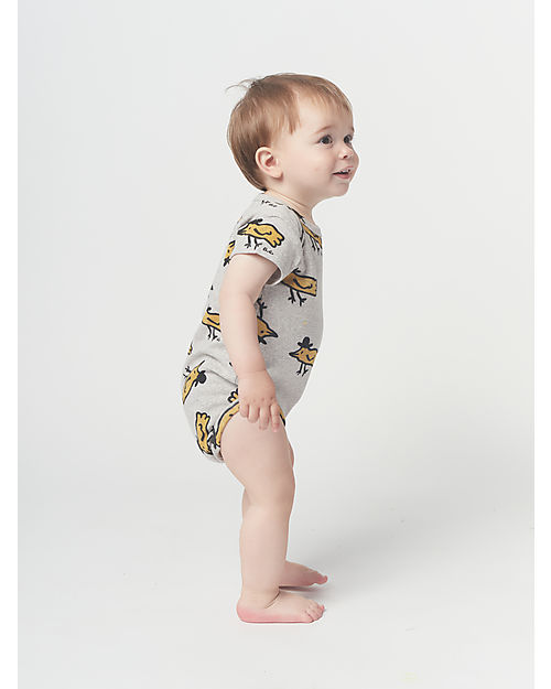 Bobo Choses Body Manica Corta Mr. Birdie - Grigio Chiaro - Cotone Body Manica Corta
