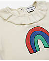 Bobo Choses Body Maniche Corte con Collo a Balze Rainbow  - Panna - Cotone Bio Body Manica Corta