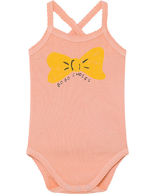 Bobo Choses Body Senza Maniche con Fiocco - Cotone Bio Elasticizzato Body Manica Corta