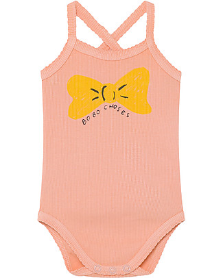 Bobo Choses Body Senza Maniche con Fiocco - Cotone Bio Elasticizzato Body Manica Corta