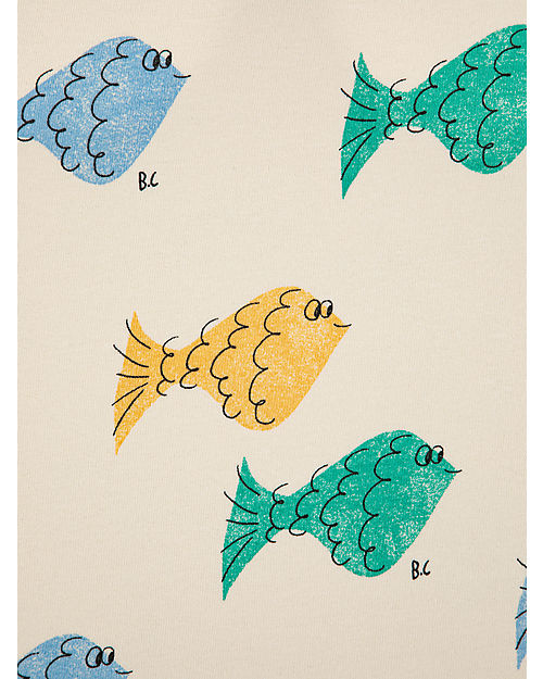 Bobo Choses Body Smanicato Pesci Multicolore - Bianco - Cotone BCI Body Manica Corta