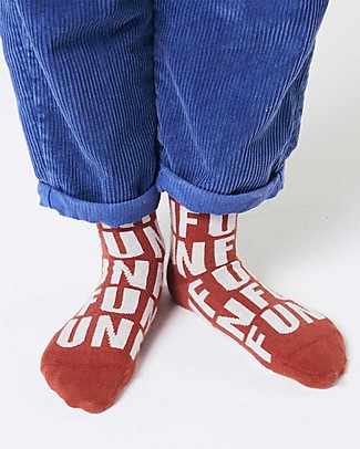 Bobo Choses Calzini Bobo con Scritta - Pacco da 2 Paia - Giallo e Rosso - Cotone Biologico Calzini
