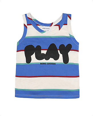 Bobo Choses Canotta a Righe Play - Tortora - 100% cotone T-Shirt e Canotte