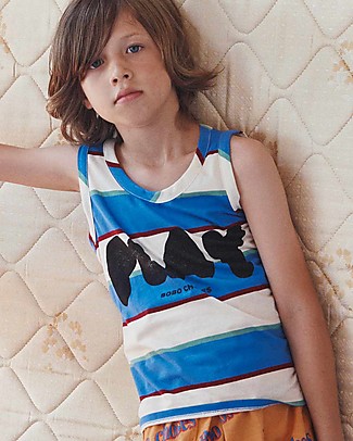 Bobo Choses Canotta a Righe Play - Tortora - 100% cotone T-Shirt e Canotte