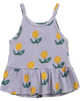 Bobo Choses Canotta Lavanda con Volant - Wallflowers All Over - 100% Cotone Bio T-shirt