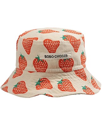 Bobo Choses Cappellino Estivo - Strawberry All Over - 100% Cotone Bio Cappelli Estivi
