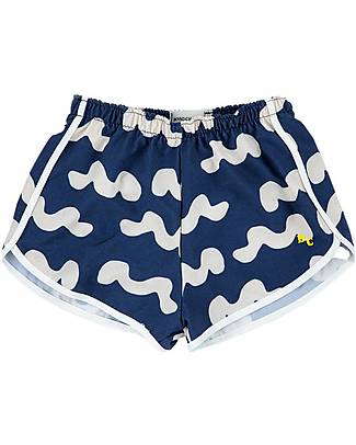 Bobo Choses Costume Pantaloncino Onde - Bianco/Blu - Vita Elasticizzata Boxer Mare
