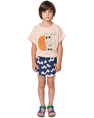 Bobo Choses Costume Pantaloncino Onde - Bianco/Blu - Vita Elasticizzata Boxer Mare