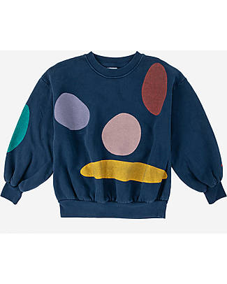 Bobo Choses Felpa a Maniche Lunghe - Forme Colorate - Blu Scuro - 100% Pile Spazzolato di Cotone Bio Felpe
