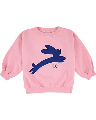 Bobo Choses Felpa a Maniche Lunghe - Lepre che Salta - Rosa Salmone - 100% Cotone Organico Felpe