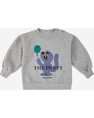 Bobo Choses Felpa a Maniche Lunghe - Party Cat - Grigio Chiaro - 100% Cotone Felpe