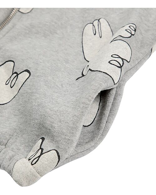 Bobo Choses Felpa con Cappuccio - Uccellini - Grigio Chiaro - Cotone Bio Felpe