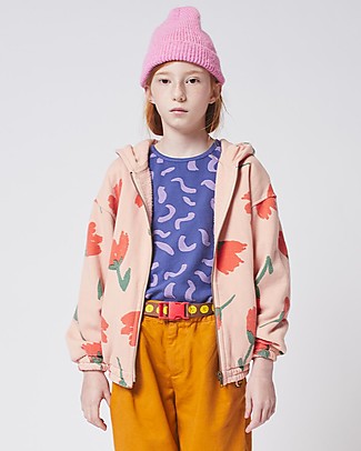 Bobo Choses Felpa con zip - Fiori - Rosa antico - 100% Cotone organico Felpe