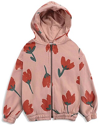 Bobo Choses Felpa con zip - Fiori - Rosa antico - 100% Cotone organico Felpe