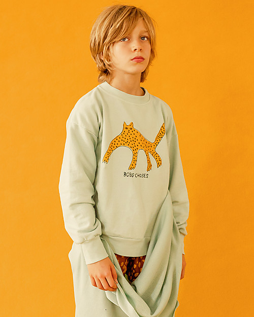 Bobo Choses Felpa Leopardo - Verde Ghiaccio - 100% Cotone Bio Felpe