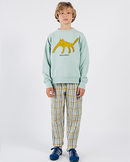 Bobo Choses Felpa Leopardo - Verde Ghiaccio - 100% Cotone Bio Felpe