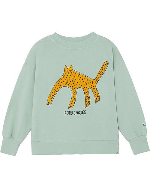 Bobo Choses Felpa Leopardo - Verde Ghiaccio - 100% Cotone Bio Felpe
