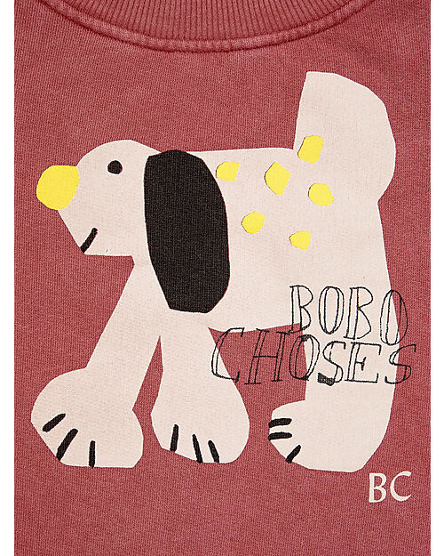 Bobo Choses Felpa Maniche Lunghe - Cane - Rosso - 100% Cotone Bio Felpe