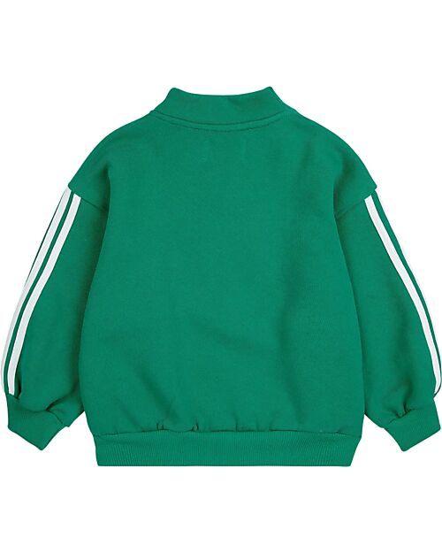 Bobo Choses Felpa Maniche Lunghe - Mezza Zip Frontale - Verde - 100% Cotone Bio Felpe