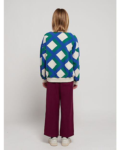 Bobo Choses Felpa Maniche Lunghe - Panna - Quadri Verde e Blu - 100% Cotone Felpe