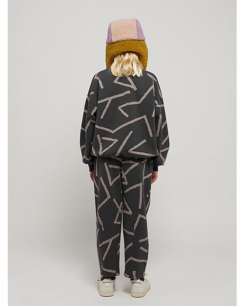 Bobo Choses Felpa Maniche Lunghe - Stampa Righe - Grigio Scuro - 100% Pile di Cotone Bio Felpe