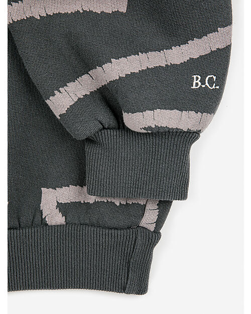 Bobo Choses Felpa Maniche Lunghe - Stampa Righe - Grigio Scuro - 100% Pile di Cotone Bio Felpe