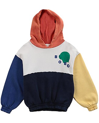 Bobo Choses Felpa Multicolore con Cappuccio - Bianco Antico - Felpa di Cotone Biologico Felpe